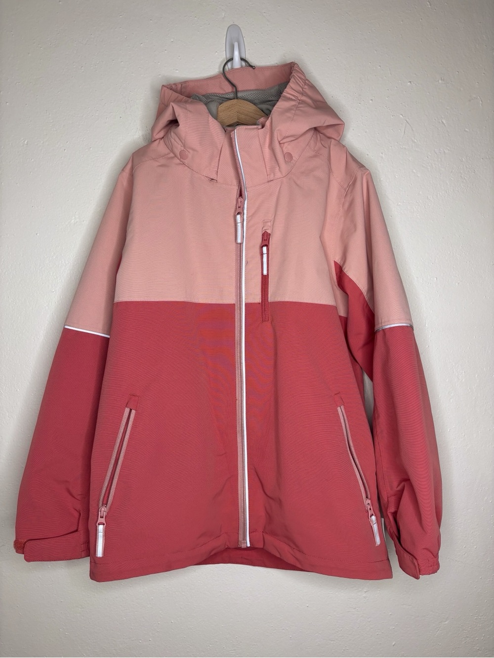 Polarn O. Pyret Waterproof Hooded Rain jacket Two Tone Pink Size 10-11yrs.